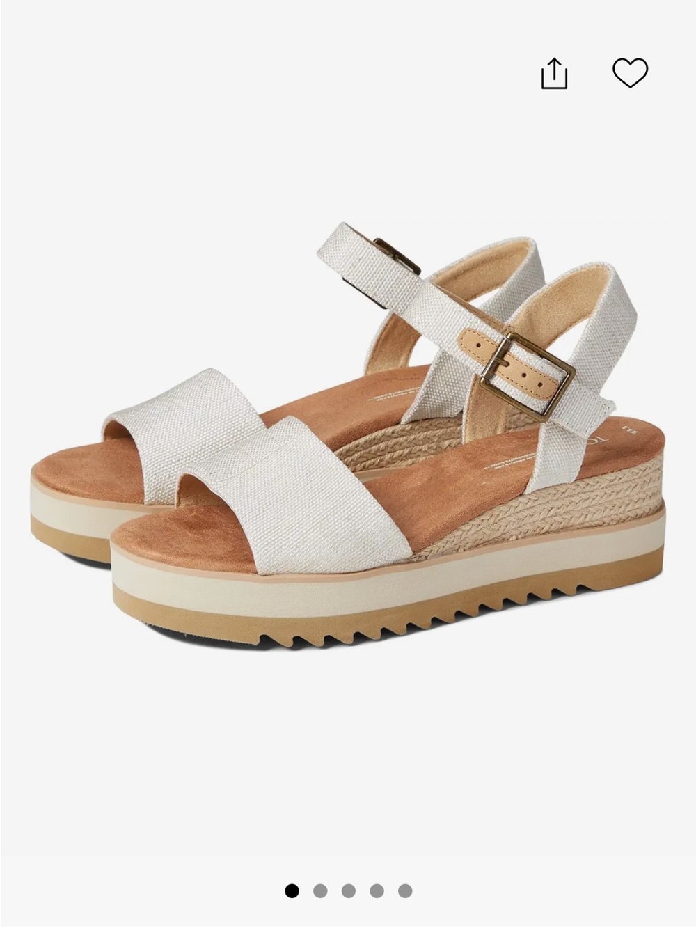 Toms Diana Beige Canvas Platform Espadrille Sandals